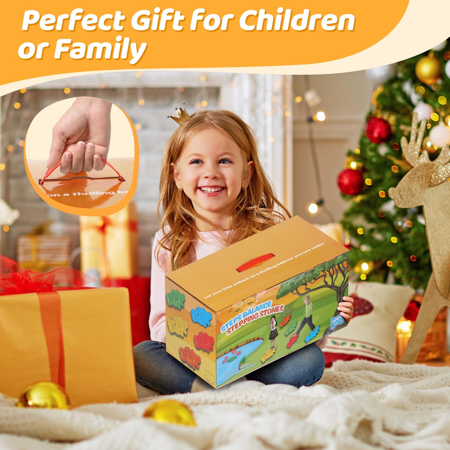 Flybakiz Stepping Stones For Kids,5 Pcs Non-Slip Jumping Balance Rocks Toys For Toddlers Outdoor Indoor Play Gift,Sensory Obstac