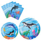 Wernnsai Ocean Party Plates And Napkins Set - 48 Pcs Ocean Theme Party Decorations For Boys Kids Under The Sea Party Tableware Set For 16 Guests Sea Animal Underwater Birthday Baby Shower Party
