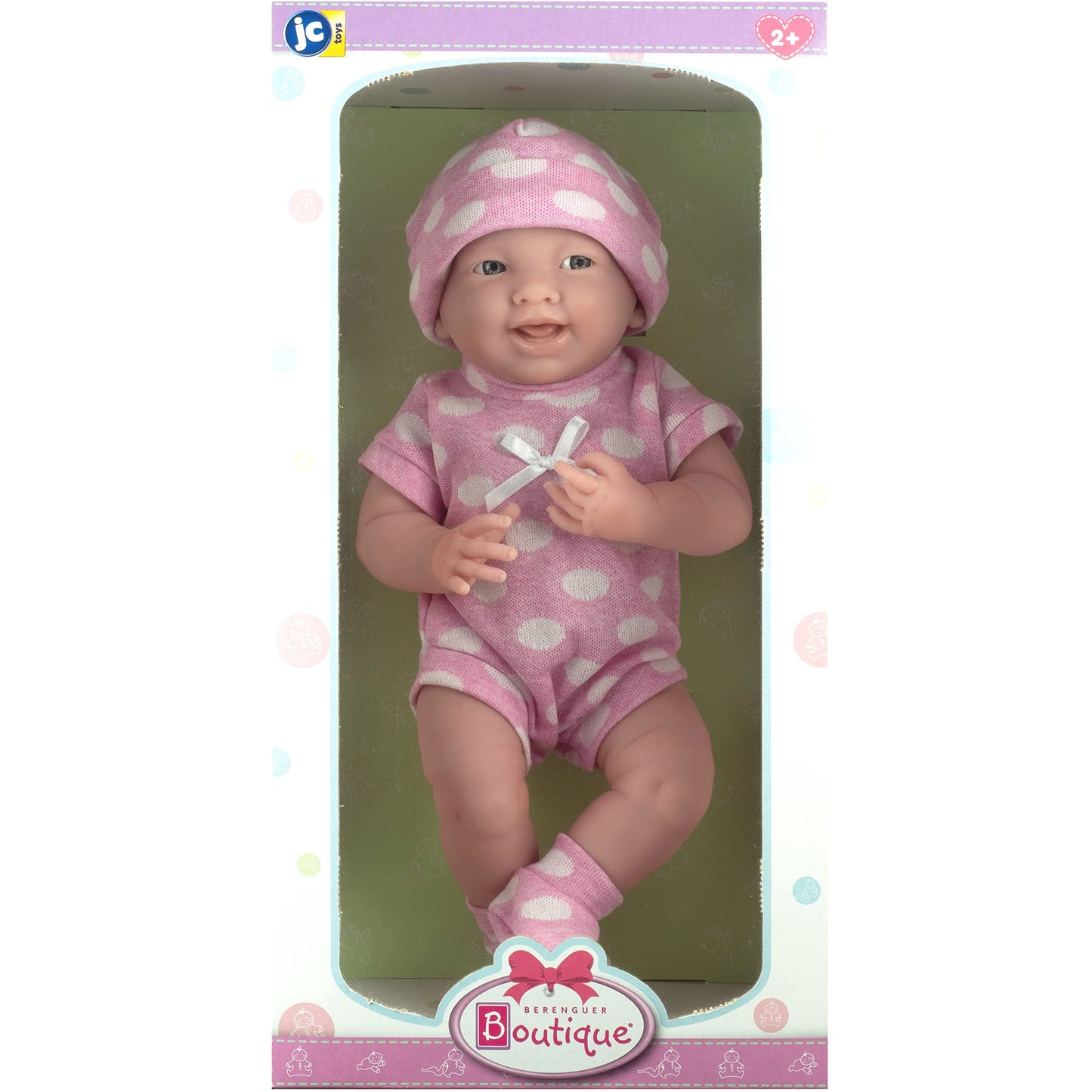 La Newborn Boutique - Realistic 15' Anatomically Correct Real Girl Baby Doll – All Vinyl “Pink Polka Dot ” – Made In Spain