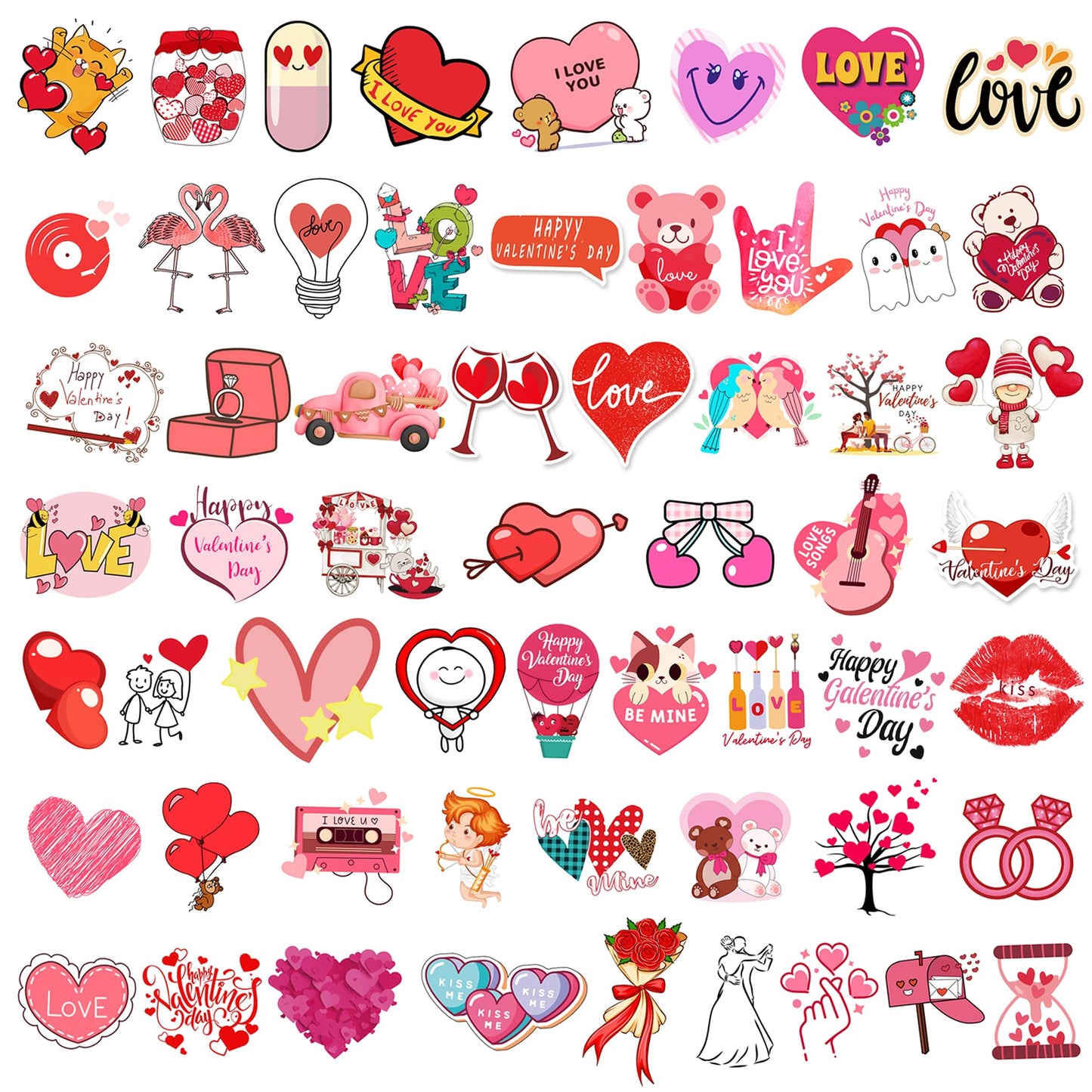 Xzentira, 100Pcs Valentines Day Stickers, Love Stickers, Waterproof Vinyl Stickers For Water Bottle, Laptop, Gifts, Skateboard,