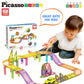 Picassotiles 60Pc Race Car Track Magnetic Tiles Travel Toy Sensory Magnet Tile Toys For Toddlers Stem Educational Learning Presc