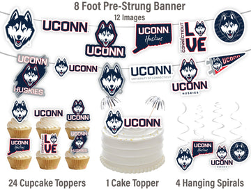Uconn Huskies Party Supplies (42 Pieces) For University Of Connecticut Graduation, Tailgating And Birthday Party Decorations Wit