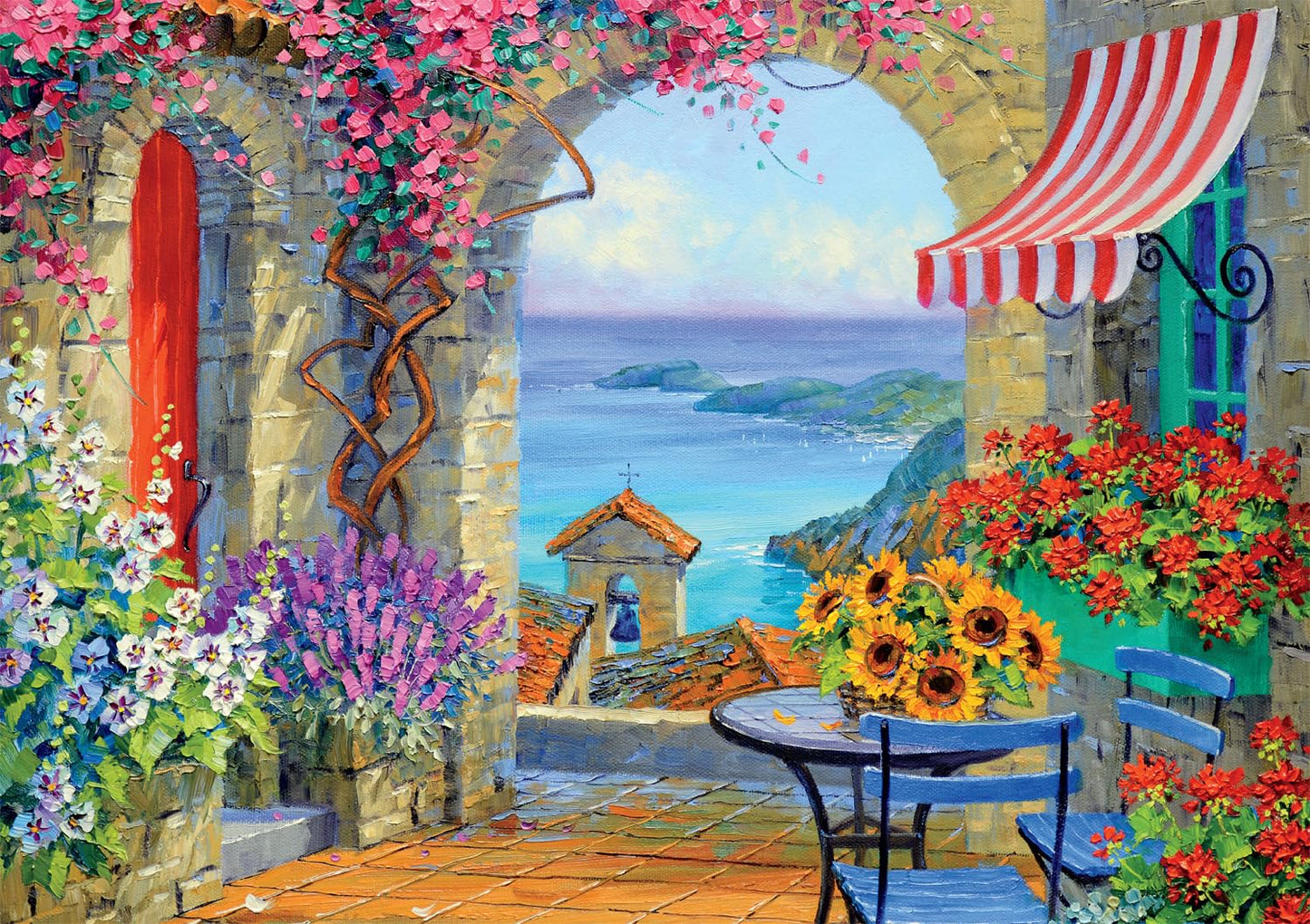 Buffalo Games 300 Piece Jigsaw Puzzle - Warmth of The Mediterranean, Large Size, Multicolor, Model 22121, Perfect for Game Nights