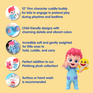 Pinkfong Bebefinn Plush Toy - 12' (30Cm) Stuffed Doll | Soft Cuddly Plush For Toddlers | Interactive Bebefinn Toy | Perfect Birthday, Holiday For Boys & Girls