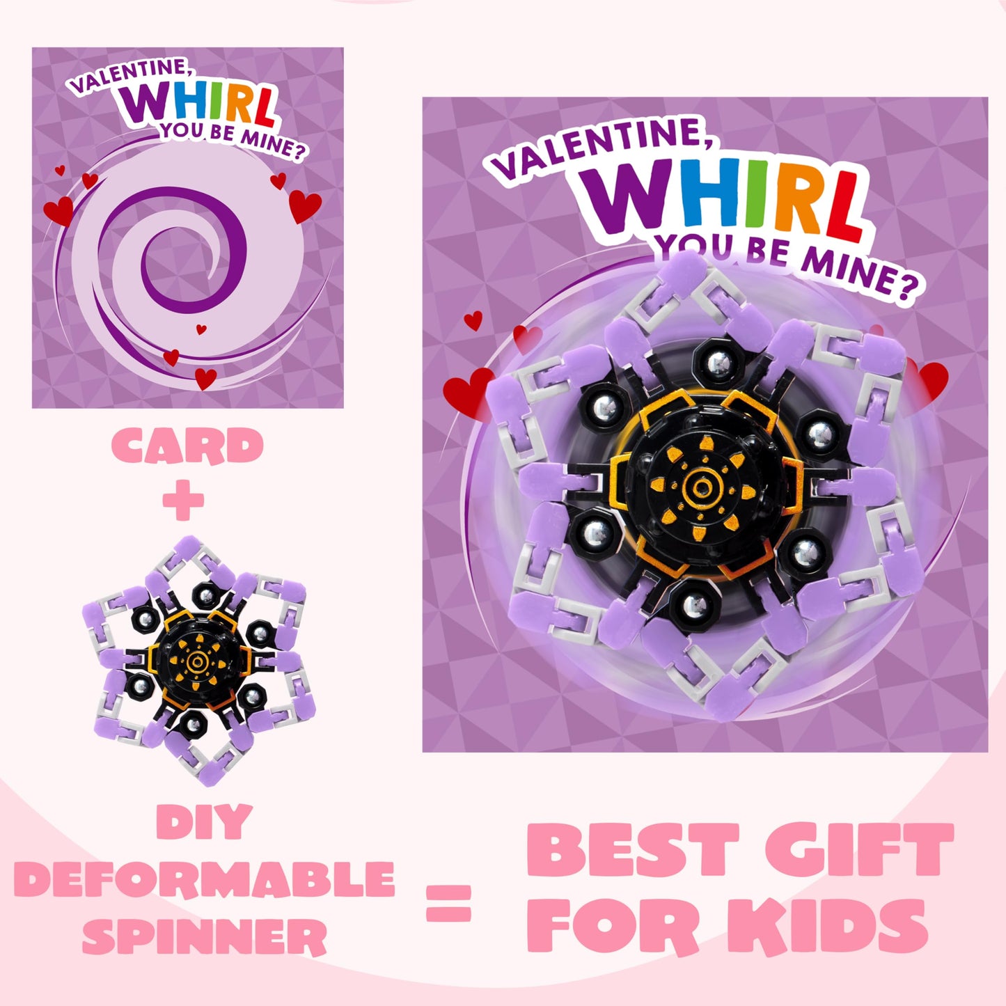Joyin 36 Packs Valentine'S Day Gift Cards With Fidgets Spinners, Deformable Diy Spinners Fingertip, Stress Relief Fidget Toys Fo