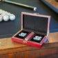 Military Gift Shop Uscg Playing Cards With Dice - Wooden Keepsake Box Adorned With Metal Uscg Medallion.- Veteran Owned Business
