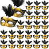 24 Pieces Mini Masks Masquerade Mini Mask Small Masquerade Mask Cake Toppers Decorative Mini Mask Mardi Gras Party Decor (Black)