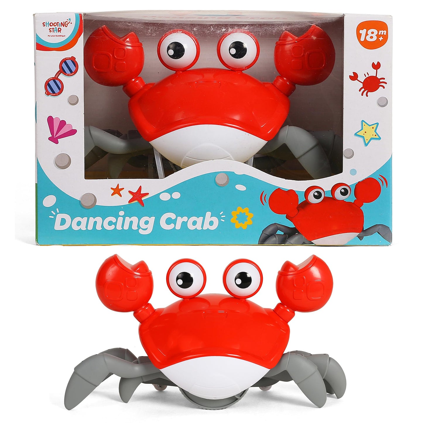 Shooting Star Dancing Crab  Moving Musical Toy For Toddlers 18M+ | Interactive Crawling Crab With Lights, Music & Obstacle Avoi