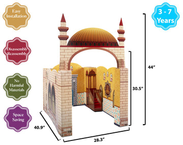My Portable Cardboard Playhouse Masjid For Muslim Kids-Educational Interactive Toy For Learning Praying,Quran Book,Pray And Isla