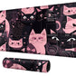 DIGTIALL Card Mat for MTG & TCG Playmat Mouse Pad 24 x 14 Game Mat for MTG RPG CCG Trading Card Game Playmats Table Mat Perfect for Card Games Video Games Computer Office Black and Pink Kitty