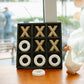 Genmous Wooden Tic Tac Toe Game Board For Seniors Family Indoor Game, 10.6 Inch Black Rustic Giant Tic Tac Toe Coffee Table Deco