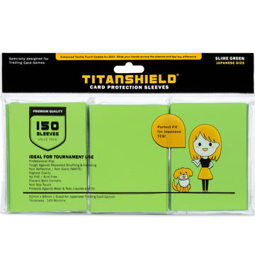 Titanshield (150 Sleeve/Slime Green Small Japanese Sized Trading Card Sleeves Deck Protector For Yu-Gi-Oh, Cardfight!! Vanguard 