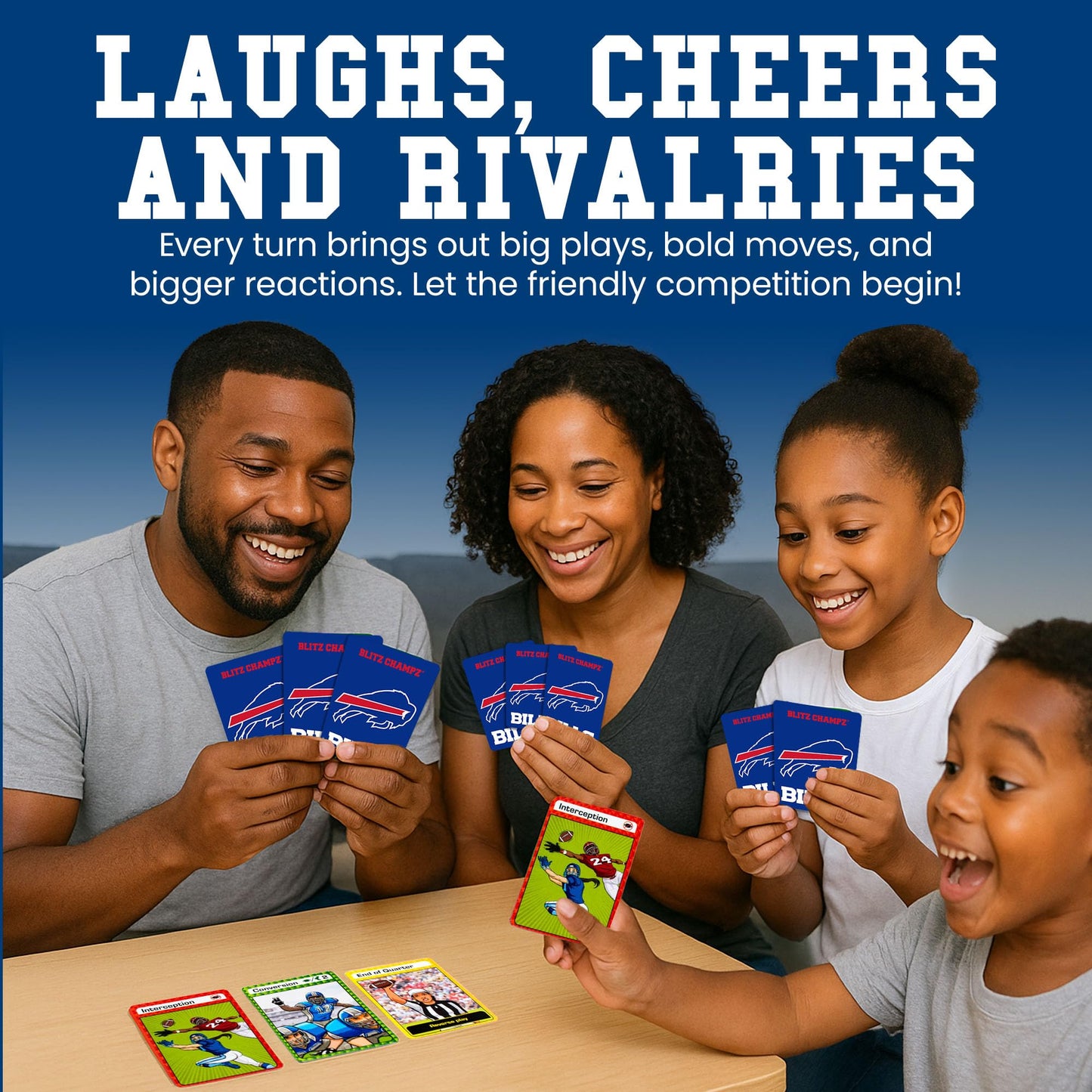 Blitz Champz Buffalo Bills - Officially Licensed NFL Playing Cards & Bills Gifts for Men & Women, Fun Travel Card Games for Adul