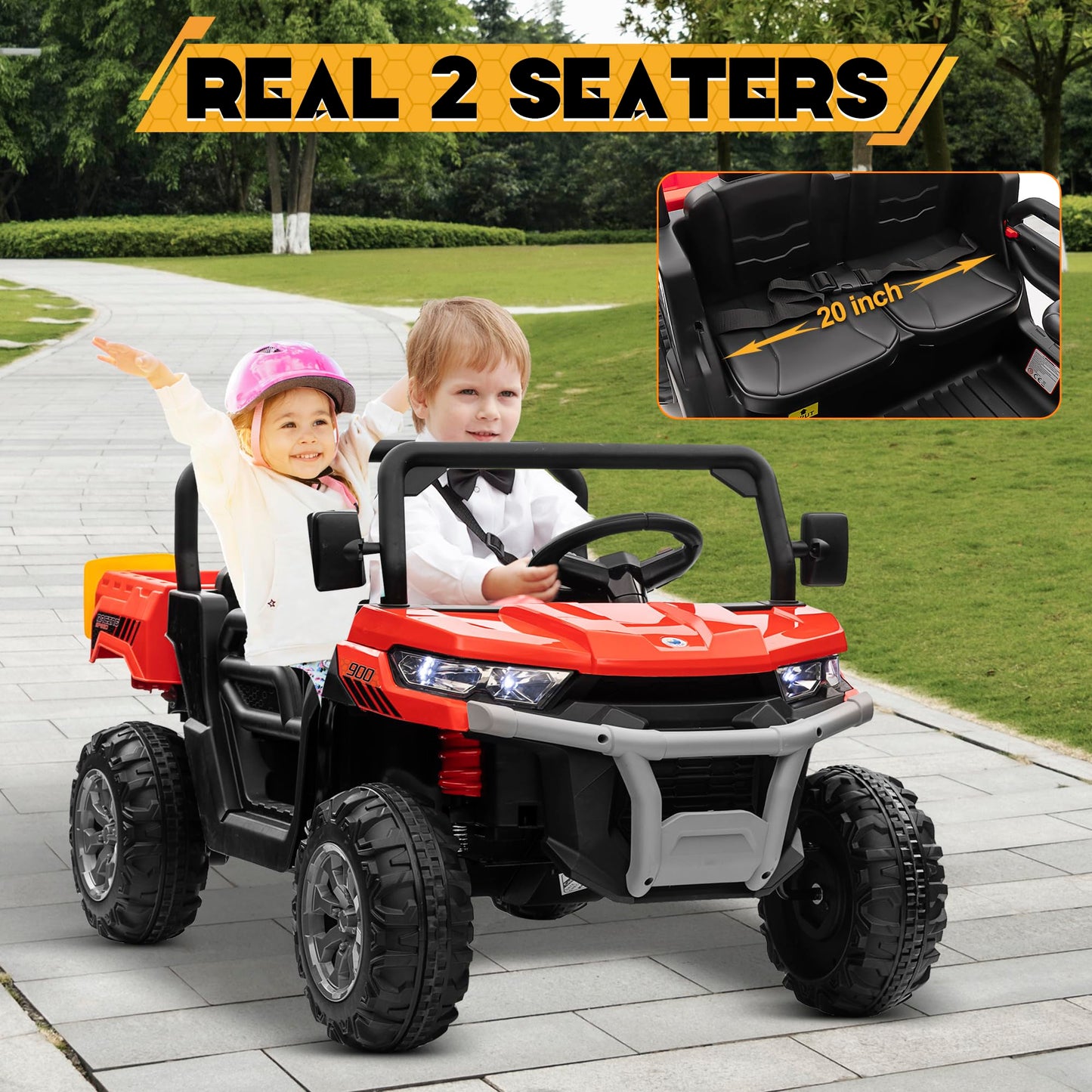 ANRLI 24V 4WD Ride on Car Dump Truck w/4X200W Motor, Gift Flower, 2.4G Remote Control, Bluetooth Music, LED Light, 24 Volt Ride