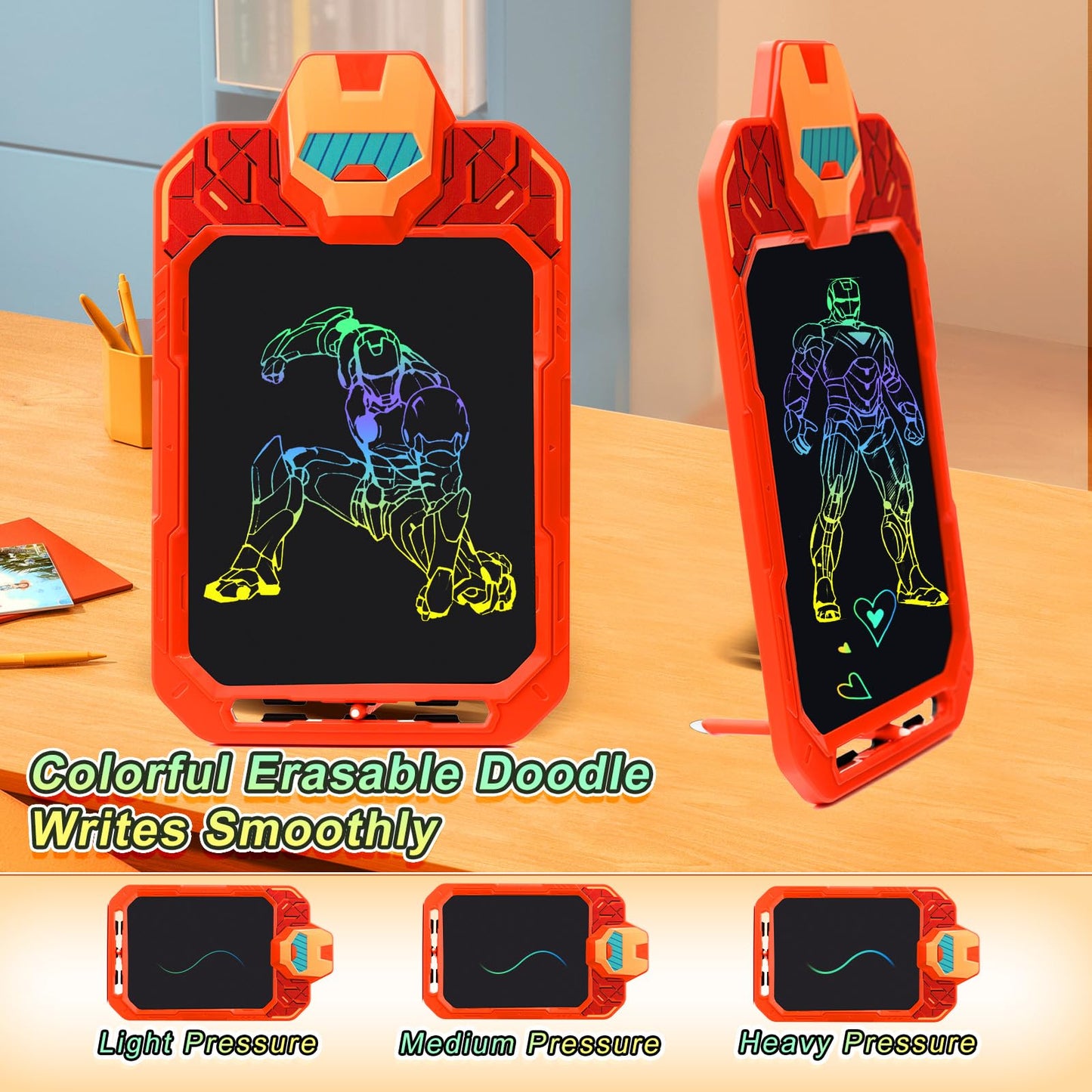 CHAFEGY 10 Inch LCD Writing Tablet for Kids, Mech Warrior Design Drawing Tablet, Doodle Board Pad for Learning, Toy Gift for Boy