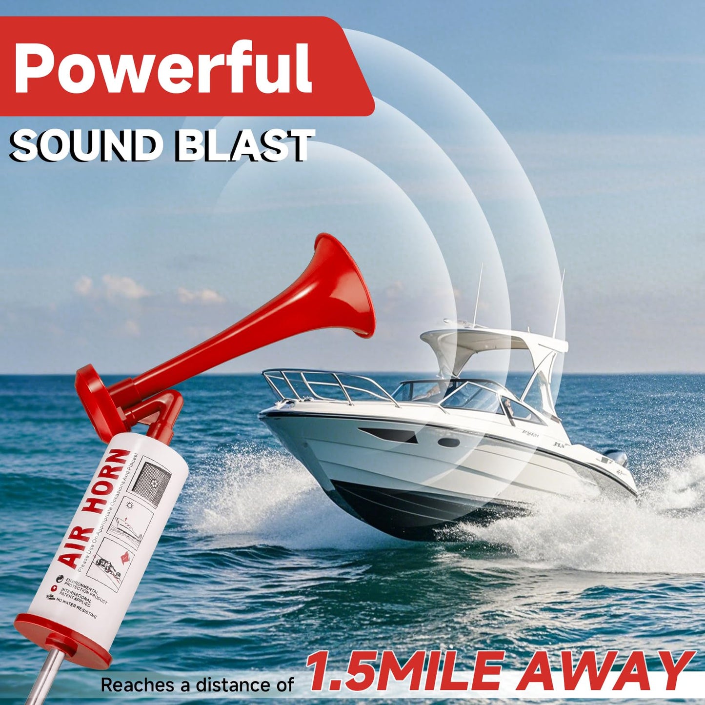 Reusable Air Horn, Banhao Aluminum Handheld Air Pump Horn Loud Safety Horn For Boats Cars Noise Maker Handheld Air Horn 2Pcs