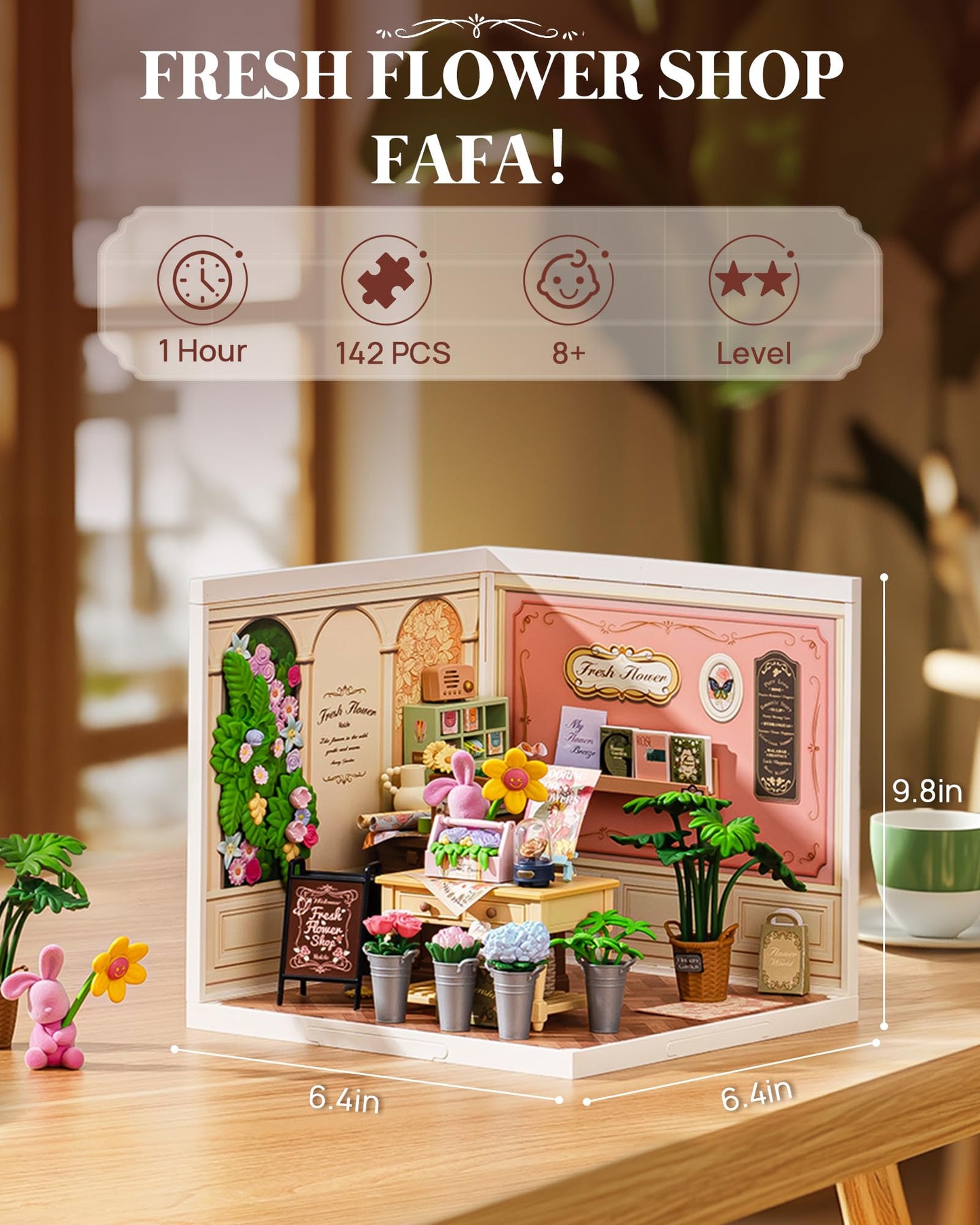 Rolife Super Creator Kits Fresh Flower Shop  Tiny House Building Blocks for Little Dolls  DIY Plastic Mini House Model Building Kits for Teens Aged 14+  DIY Crafts/Hobbies for mature-themed(Fresh Flower Shop)