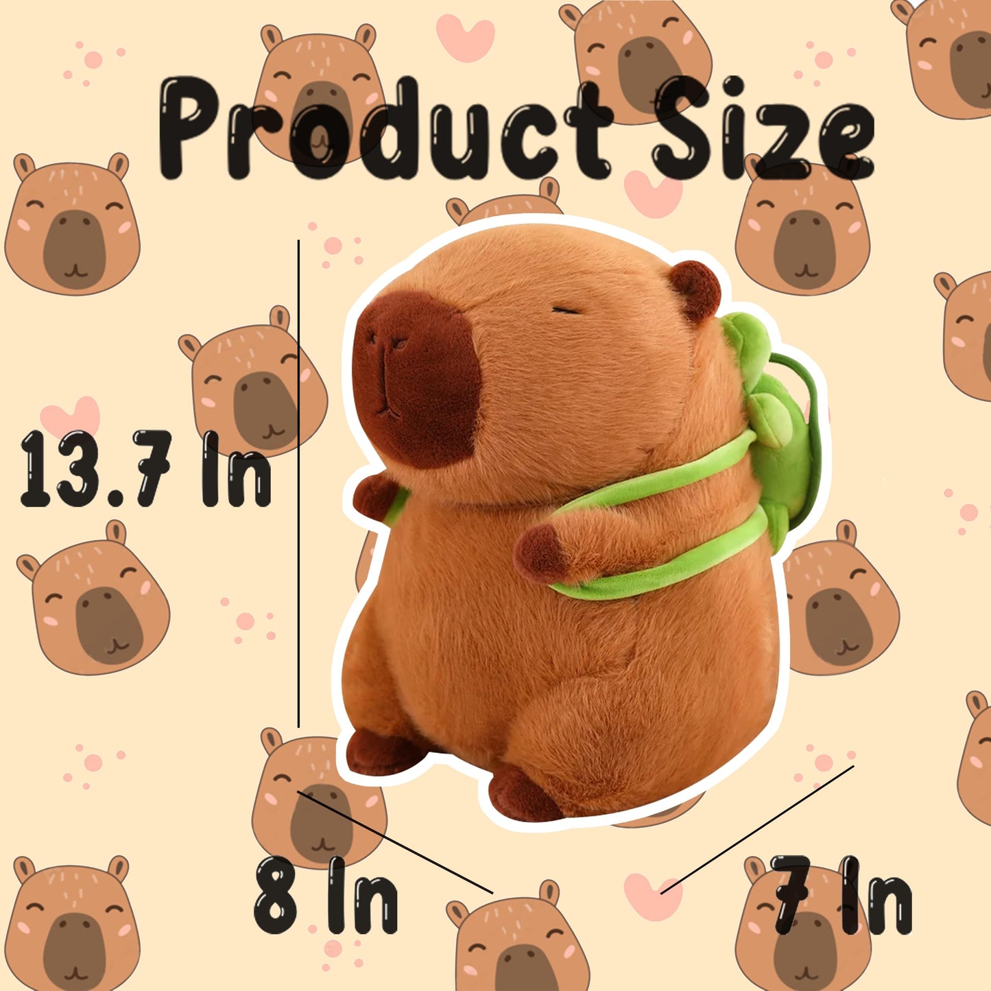 Kaizenjoy 13.7 Inch Capybara Plush Toy With Turtle Backpack, Cute Animal Plush, Cute Doll For Kids, For Girls/Boys, Anxiety Stuf