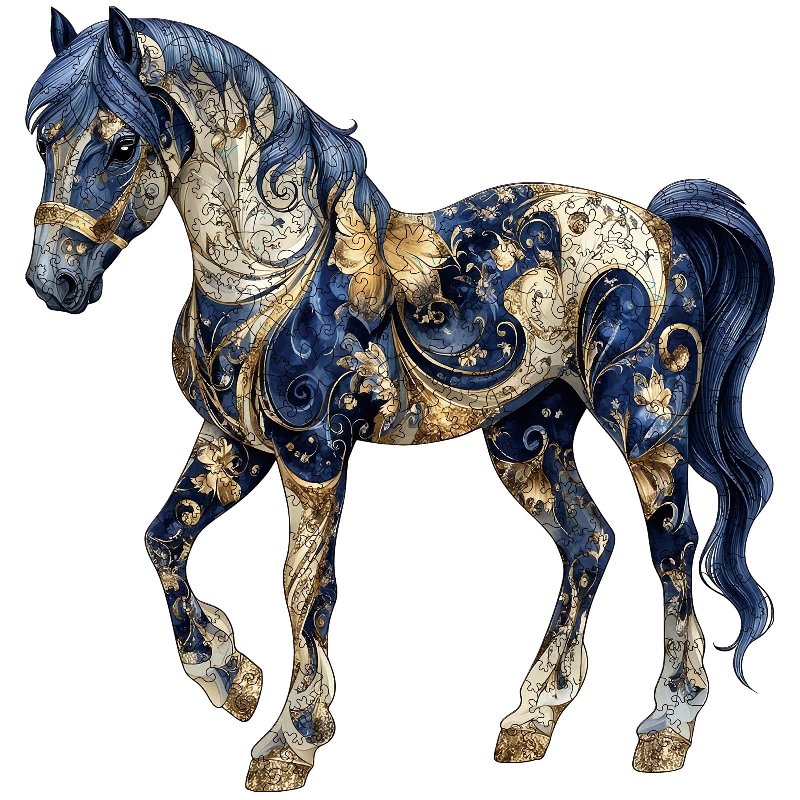 Horse Wooden Puzzles for mature-themeds  300pcs Horse Wooden Jigsaw Puzzles for mature-themeds  Unique Shaped Jigsaw Puzzles Creative Gift for Friend Family Game Large Size 15'' x 15.6''