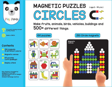 Play Panda Magnetic Puzzles : Circles With 250 Colorful Magnets, Magnetic Board, 100 Puzzles And Display Stand
