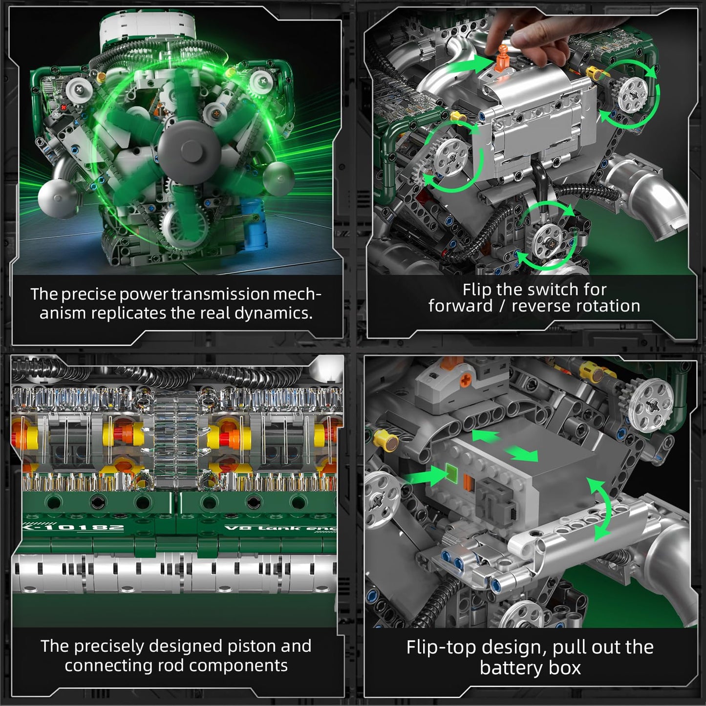 Mould King V8 Engine Model Kit - 2250+ PCS DIY Building Block, 8-Cylinder Combustion Engine for Kids & Adults 14+ Years, Model WX10182-SWR