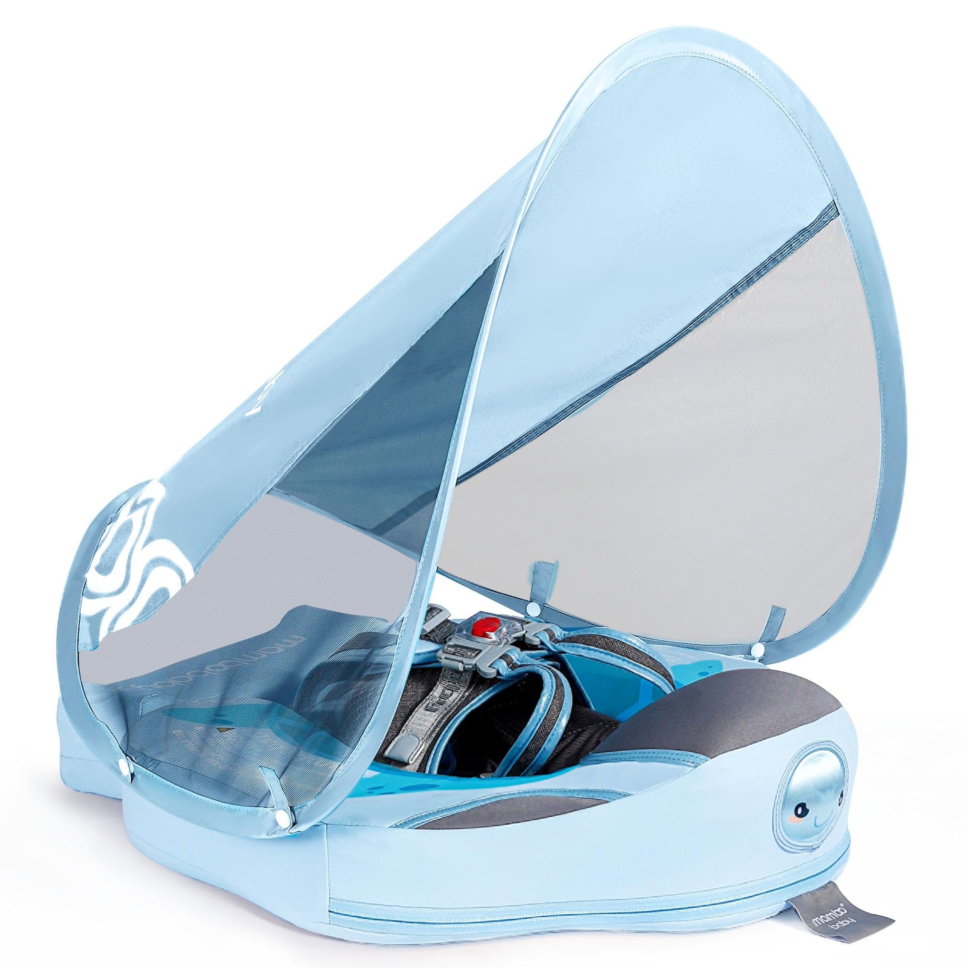 Mambobaby Baby Pool Float with Removable Sun Canopy - Non Inflatable Infant Swim Float with Anti-Flip Tail Design, Waterproof & 