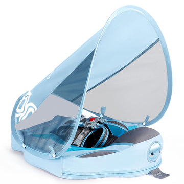 Mambobaby Baby Pool Float with Removable Sun Canopy - Non Inflatable Infant Swim Float with Anti-Flip Tail Design, Waterproof & 