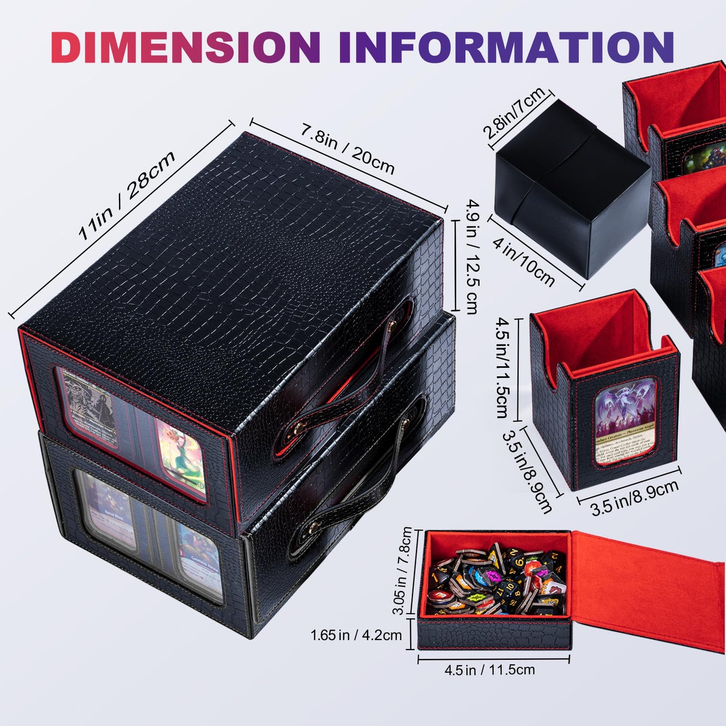 ArtBoutiq Clutch Texture Commander Deck Box for MTG  6-Deck Modular Card Case with Dice Tray  Holds 600+ Double-Sleeved Cards and 35PT Magnetic Card Holders for Trading Cards & TCG Collections