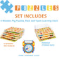 Asher and Olivia Premium Puzzles Set - 7 Pack with Learning Clock, Wood, Includes Alphabet, Numbers, Shapes, Animals, Cars, Fruits