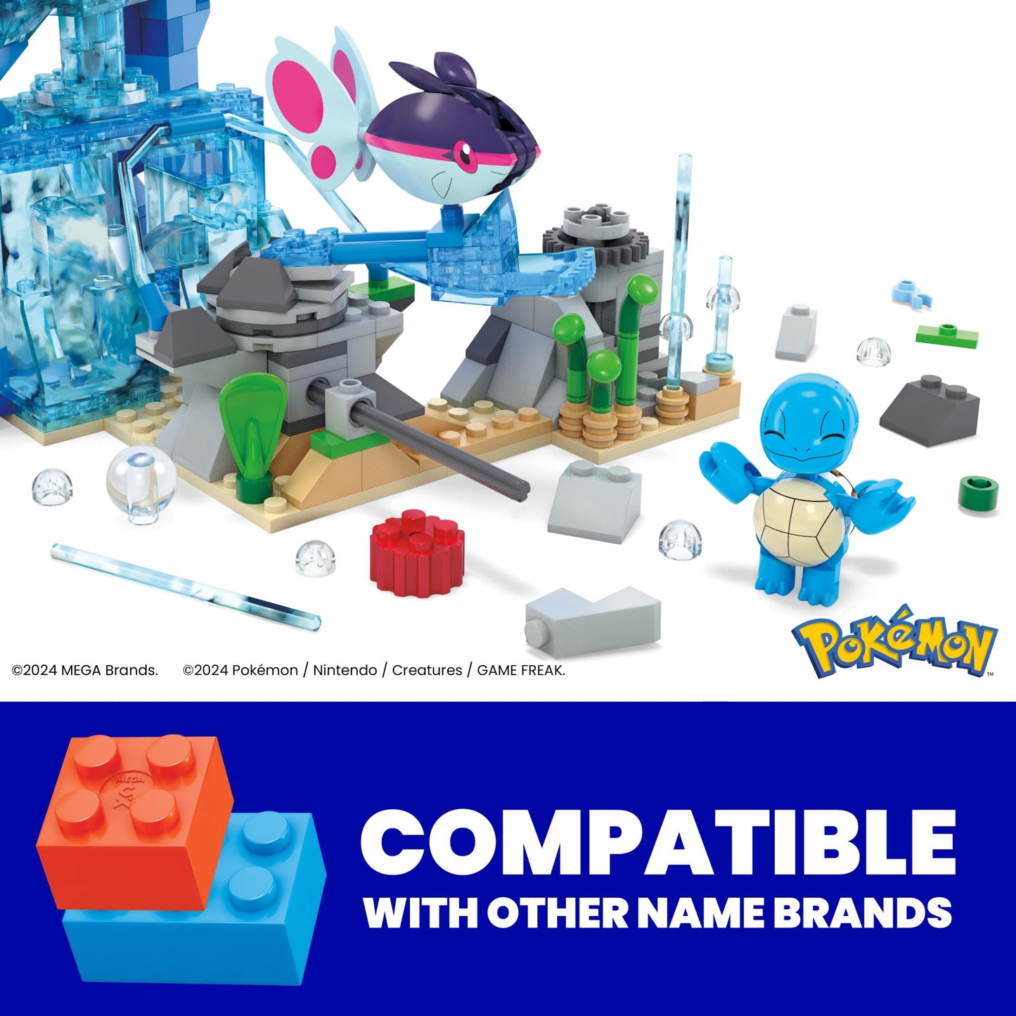 Mega Pokémon Building Toys Set Aquatic Adventure With 319 Pieces, 2 Poseable Characters, For Kids