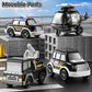 JUKUDAHU Police Truck Toy for 3 4 5 6 Years Old Boys - Carrier Vehicle Toy Set with 3 Small Cars and 1 Helicopter, Kids Firction
