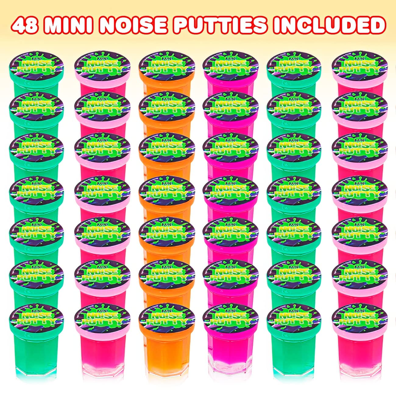 Artcreativity Mini Noise Putty For Kids - Bulk Pack Of 48 Slime - Assorted Vibrant Colors, Birthday Party Favors, Goodie Bag Stuffers, Piñata Filler, Funny Prank Toy, For Boys And Girls