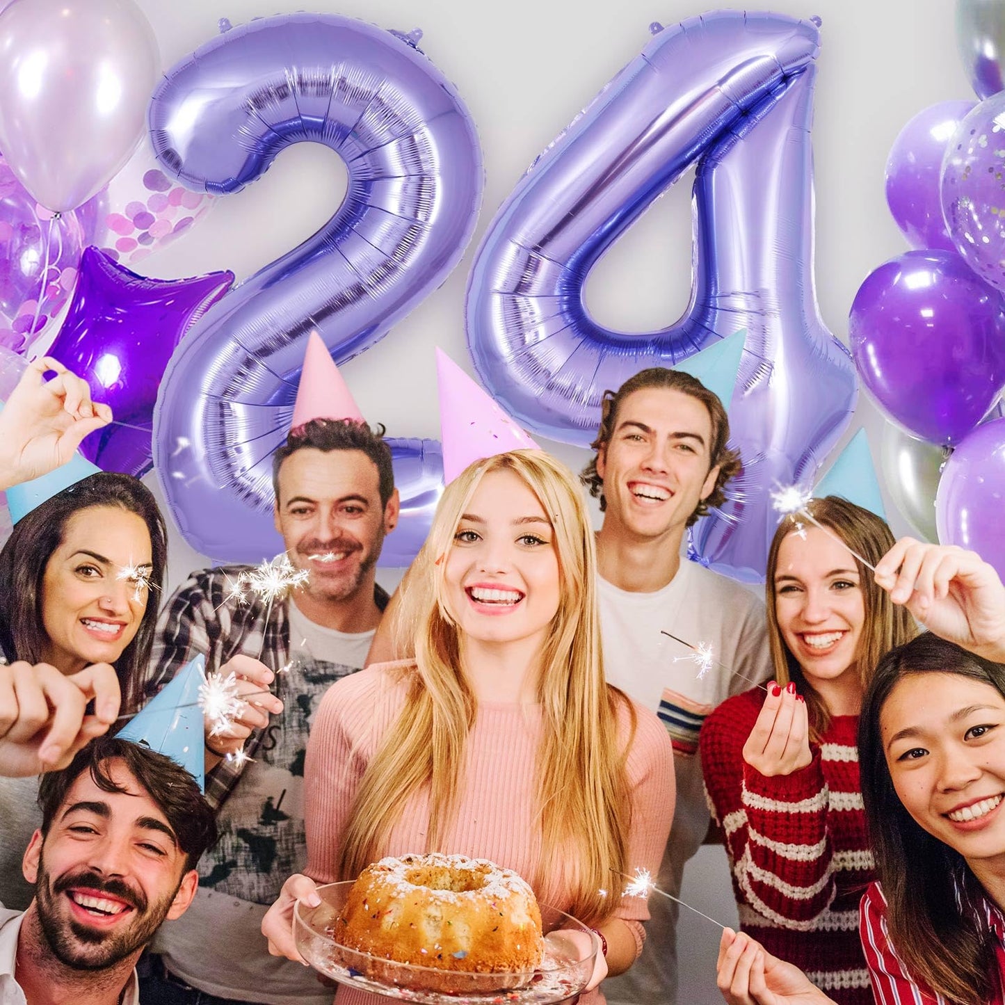 Purple Number 4 Balloon 40 Inch, Big Large Foil Helium Number Balloons, Giant Mylar Number 4 Balloons For 4 Year Old Birthday An