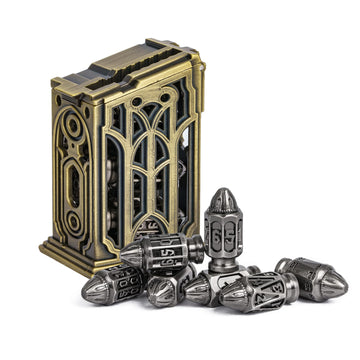 Udixi Metal Dnd Dice Set, 7-Die Solid Polyhedral Bullet Metal Dice Set D&D With Magazine Container For Role Playing Game Or Othe