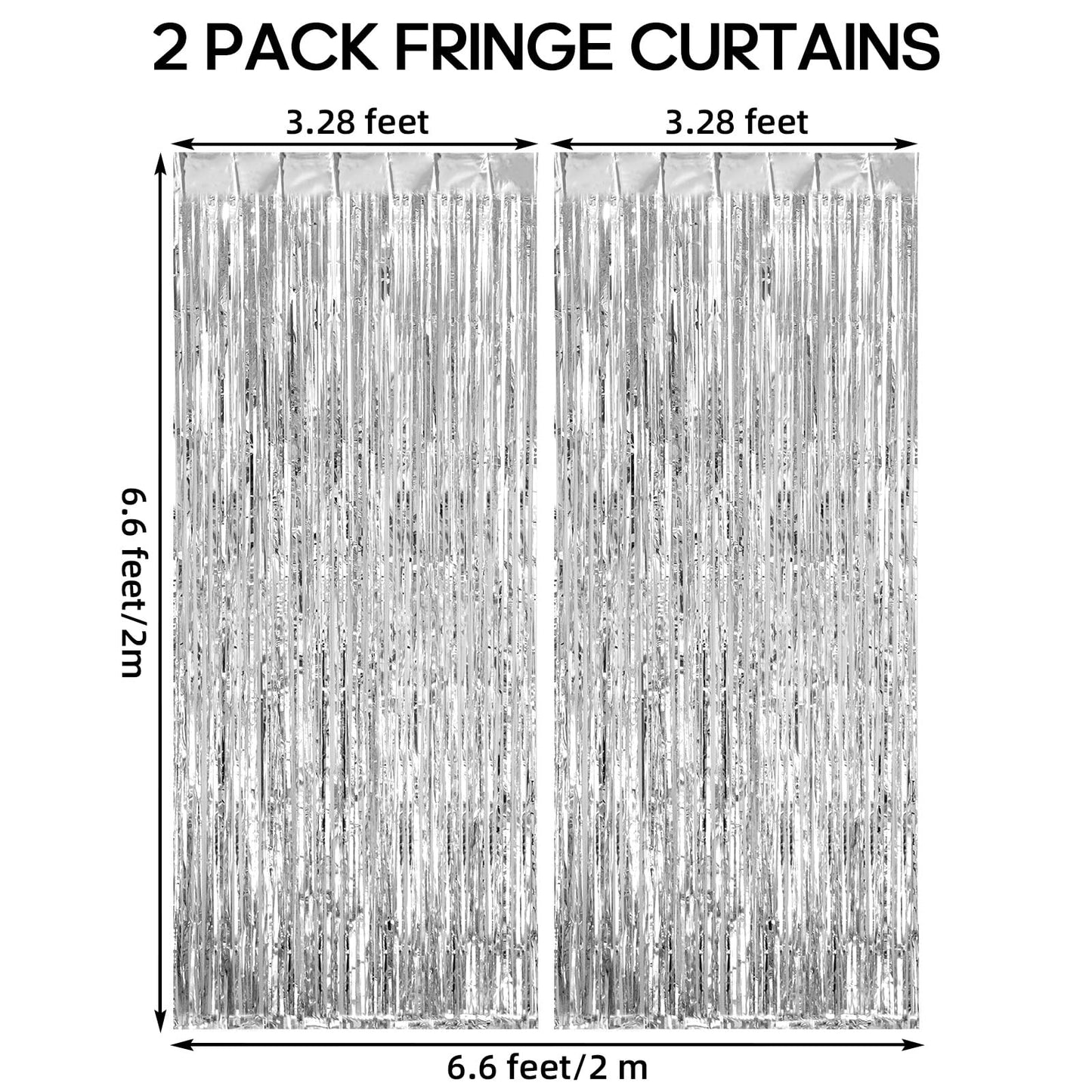 TOTAFAM 2 Pack Fringe Curtains Backdrops, Foil Fringe Curtains, Door Streamers for Birthday Wedding Bridal Shower Holiday Gradua