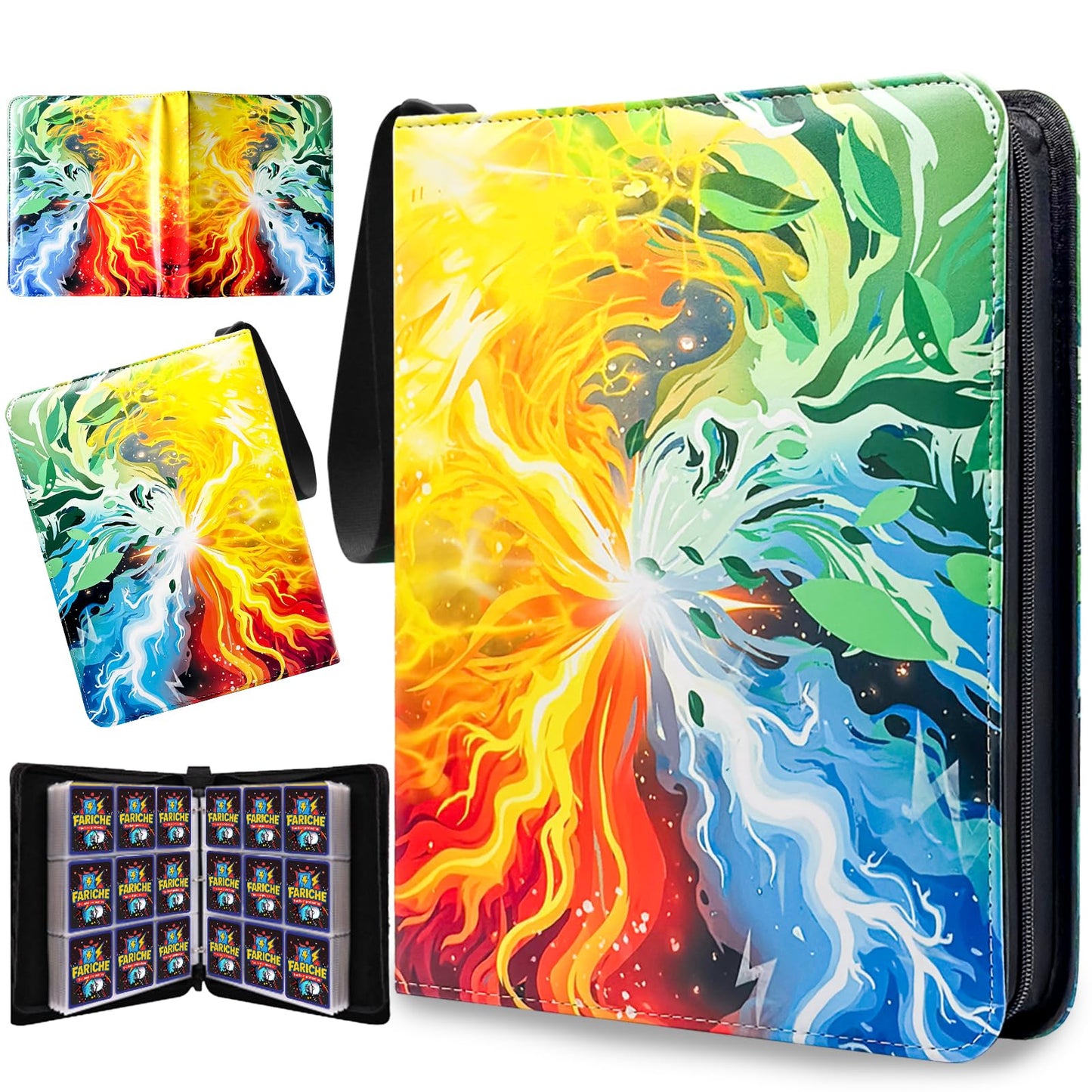 Trading Card Binder for TCG Cards  9-Pocket Portable Card Collector Ablum Holder Book Fits 900 Cards with 50 Removable Sleeve  Waterproof BKM Card Binder Display Storage Carrying Cases for TCG-Storm