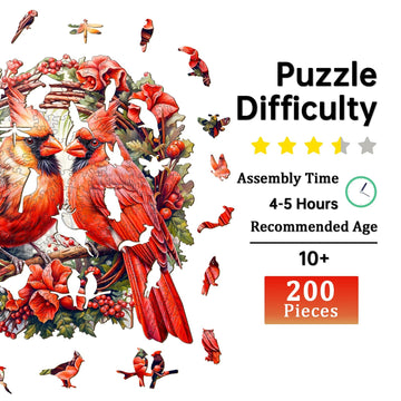 Jigfoxy Wooden Puzzles for mature-themeds  Cardinal Wood Puzzles mature-themed  Unique Animal Shape Wooden Jigsaw Puzzles for mature-themeds  Birthday Gifts for Puzzle Lovers  Family  Friend (M-11.4 * 11.3in-200 pcs)