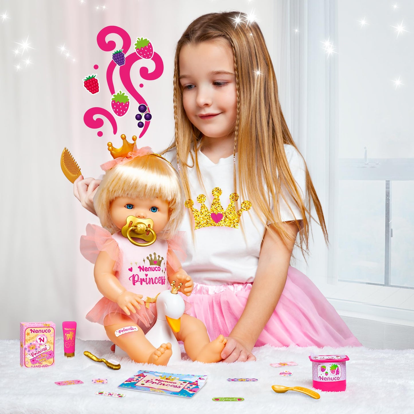 Nenuco Princess, 16 Waterproof Baby Doll with 8 Accessories to Care for Her, for Ages 2+