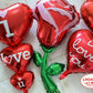 12 Pcs 18 Inch Red Heart Balloons Red Flower Rose Balloons Red Valentines Day Decorations For Valentines Day Bridal Shower Weddi