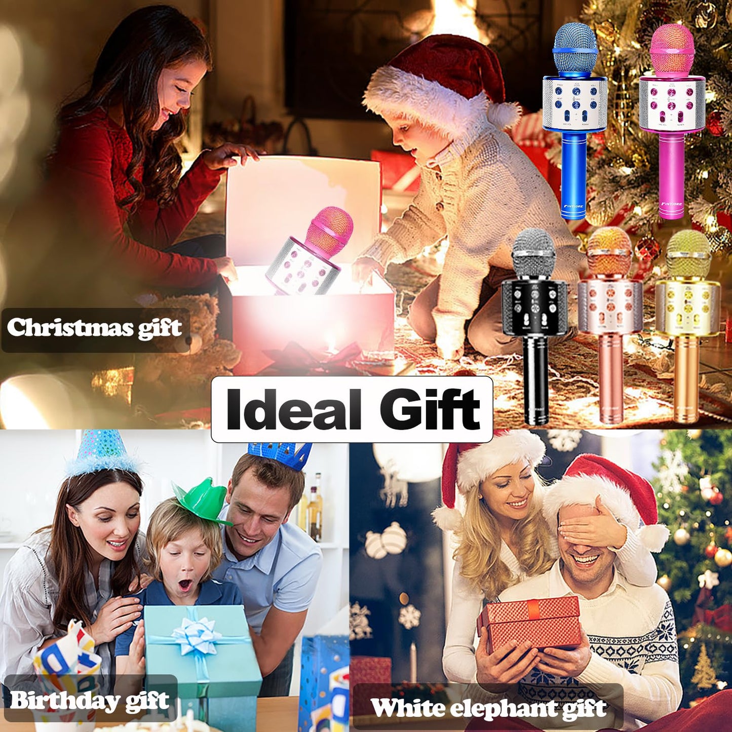 FINYIORE Microphone for Kids Karaoke Micorphones mature-themed Wireless Bluetooth Karaoke Machine Birthday Gift for Girls Boys Kids Toys for Teens All Ages 3 4 5 6 7 8 9 10 11 12 Year Old