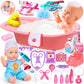 Proou Baby Doll Care Toys, 30Pcs Baby Doll Bath Set & Doctor Kit, Pretend Play Baby Doll Set, Incl Bathtub, Bathrobe, Ecg, Thermometer, Toddlers Toys Gifts For Age 3 4 5 6 Year Old Girls