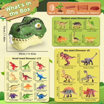 RISUNTOY Dinosaur Toys Set - 45PCS Realistic PVC Figures with Eggs, Trees & Fence, Educational Playset for Kids 3-5, Multicolor