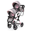 Bayer Twin Doll Pram Neo, Grey, Pink With Butterfly, Jean Look