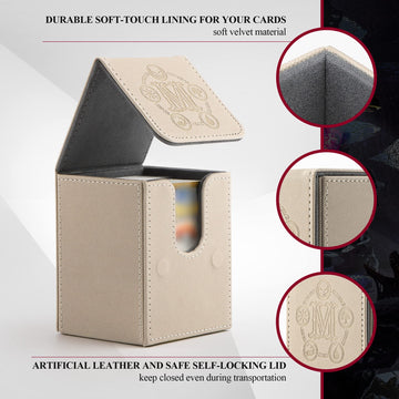 Tcguard Card Deck Box For Mtg Card Storage Box Holds 100 Plus Single Sleeved Cards, Microfiber Lining And Leather Card Box Compatible With Trading Card Games Tcg, Yugioh Cards, Etc. (White)