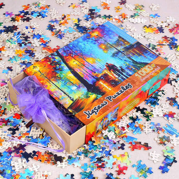 Ingooood- Jigsaw Puzzle 1000 Pieces- Must-Have Collections Series-Rainy Night Walk,Accompanied Oil Painting Jigsaw Puzzles For Adults Teens Kids Brain Teaser (Accompanied)