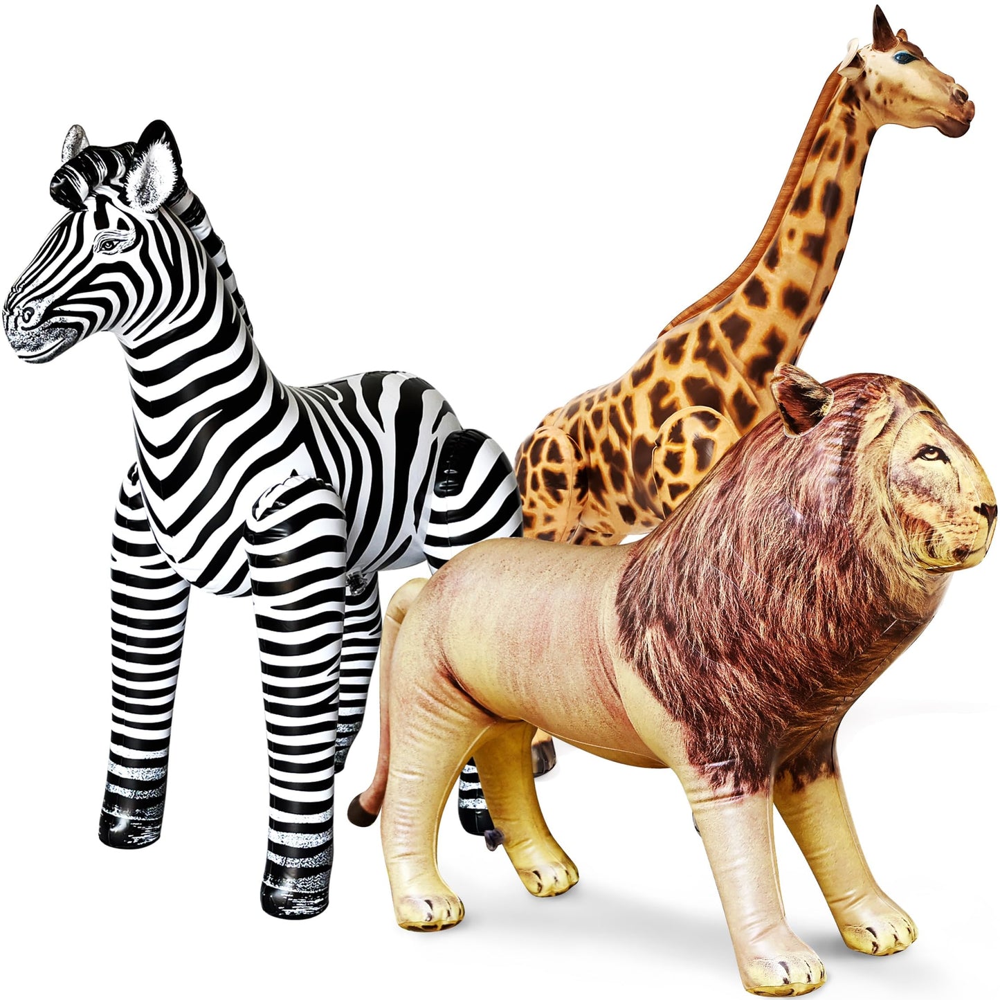 Jet Creations 3 pack Giraffe Zebra Lion safari Great for pool, party decoration, AN-GZL