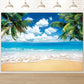 Humkat Hawaiian Beach Ocean Backdrop, 7X5FT Cloth Fabric Summer Tropical Party Background for Indoor and Outdoor Decoration, Pal