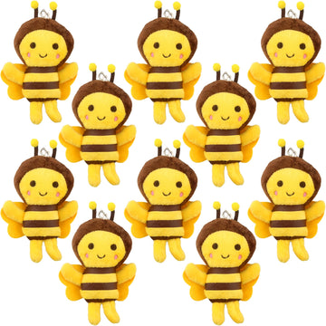 Puteraya 60 Pack 5 Inch Mini Bee Stuffed Animal Toys Cute Soft Plush Honeybee Keychain Lifelike Small Bee Plush For Baby Shower