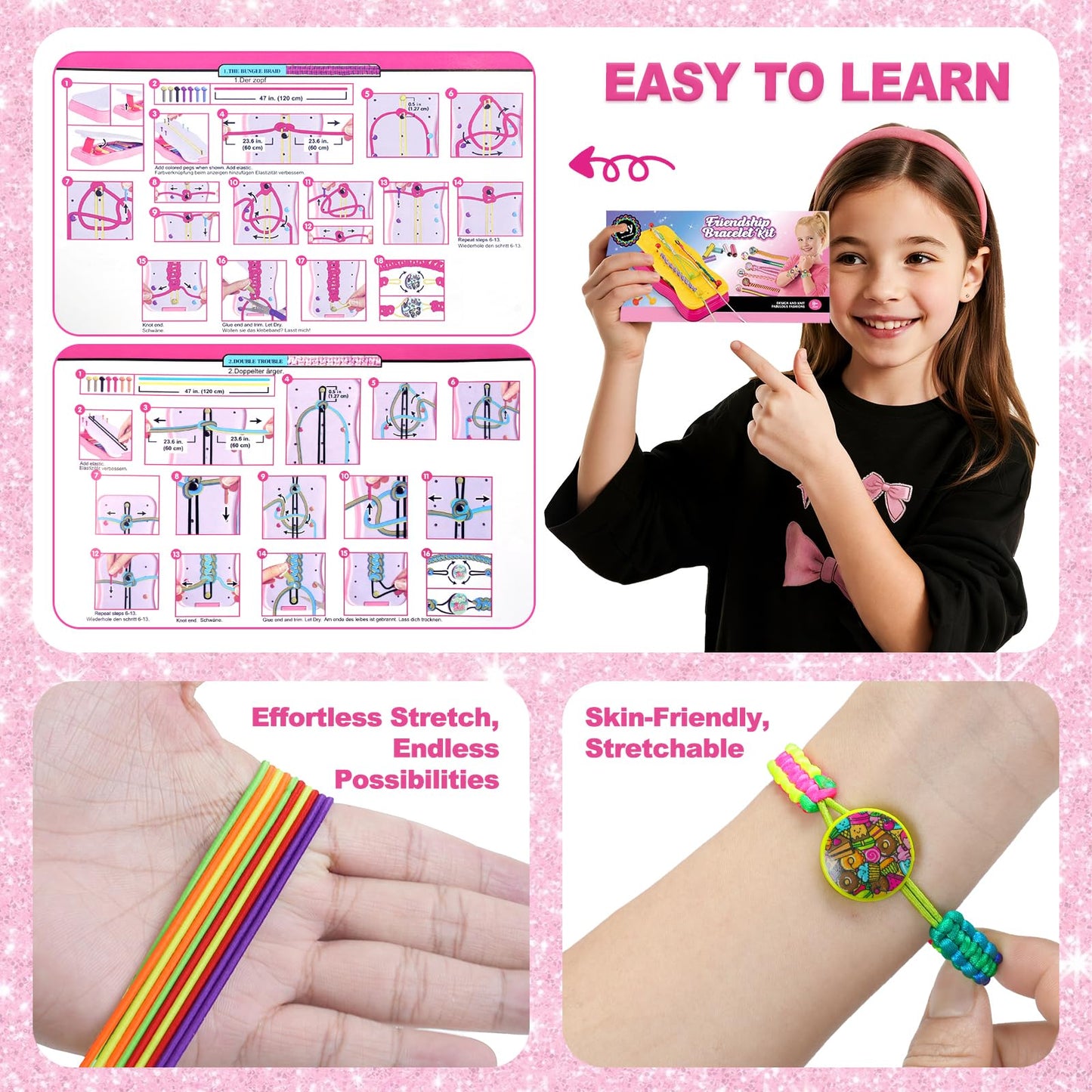 Gaitel Friendship Bracelet Kit for Girls - Arts and Crafts Toy and Birthday Gift for 6 7 8 9 10 11 12 Year Old Kids, DIY Craft S