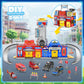 Ochido Boys Toys For 3 4 5 6 Years Old,Large City Action Playset Kit With Lights Sounds,Walkie-Talkie,Foldable Police & Fire Station Transform Track Toy With 4 Cars,Helicopter,7 Accessories